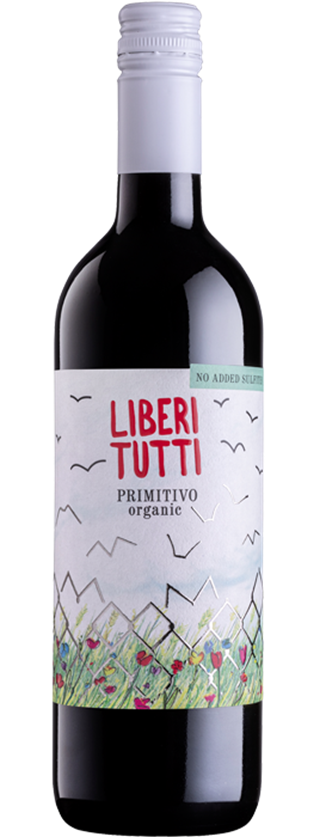 This Primitivo is purple-red in colour with violet reflections. Intense aromas of blackberry and plum. Full-bodied and complex with well balanced tannins. In the winemaking process no sulphites are added and this enhances the aromas. Ideal accompaniment to different dishes: tasty red meats, cold cuts, savory pies, tasty stuffed pizzas and medium-aged cheeses.